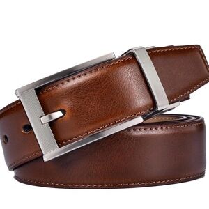 fine Men Belt Genuine Leather with Anti-scratch Buckle Casual Strap